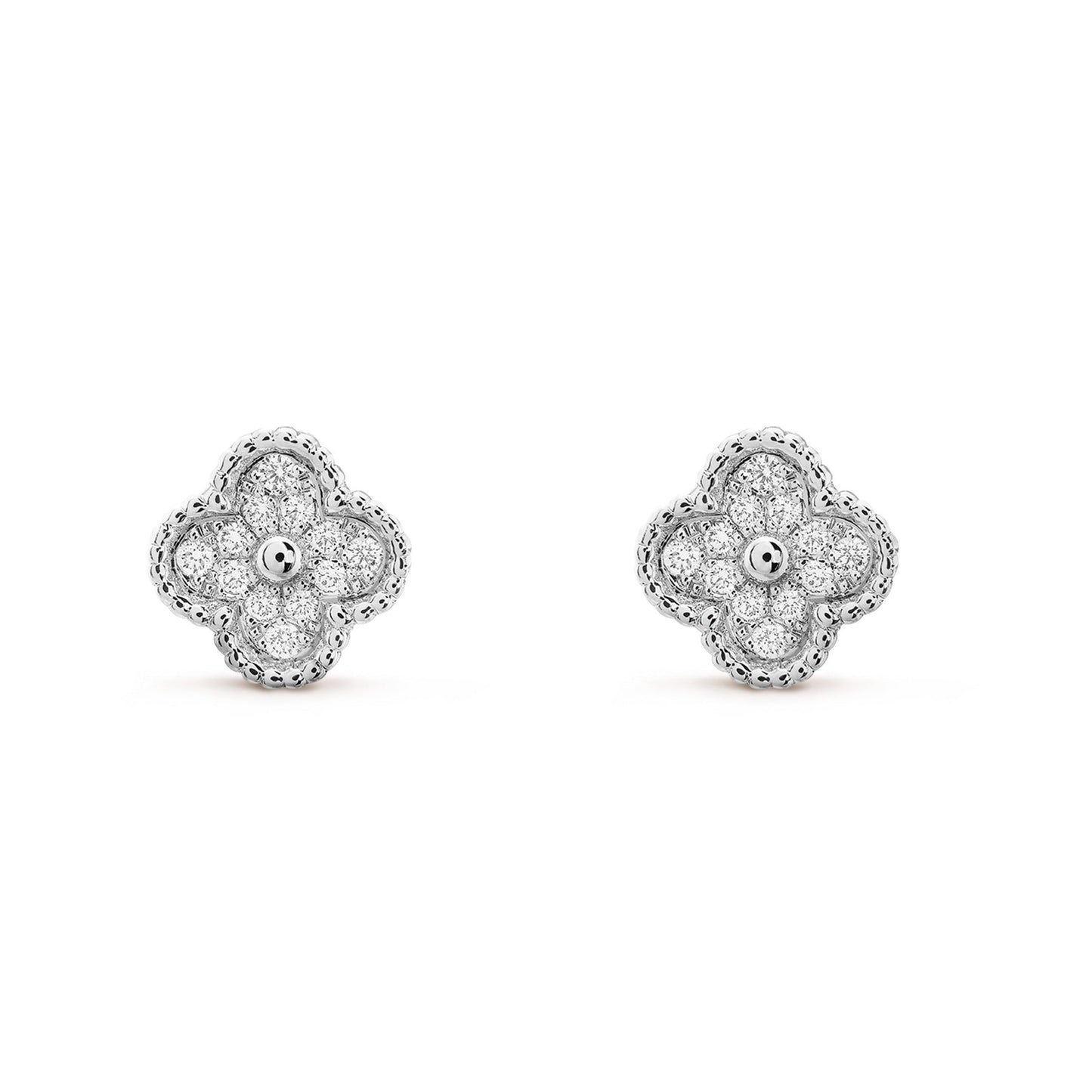 [moco jewelrys]CLOVER MINI DIAMOND STUD EARRINGS