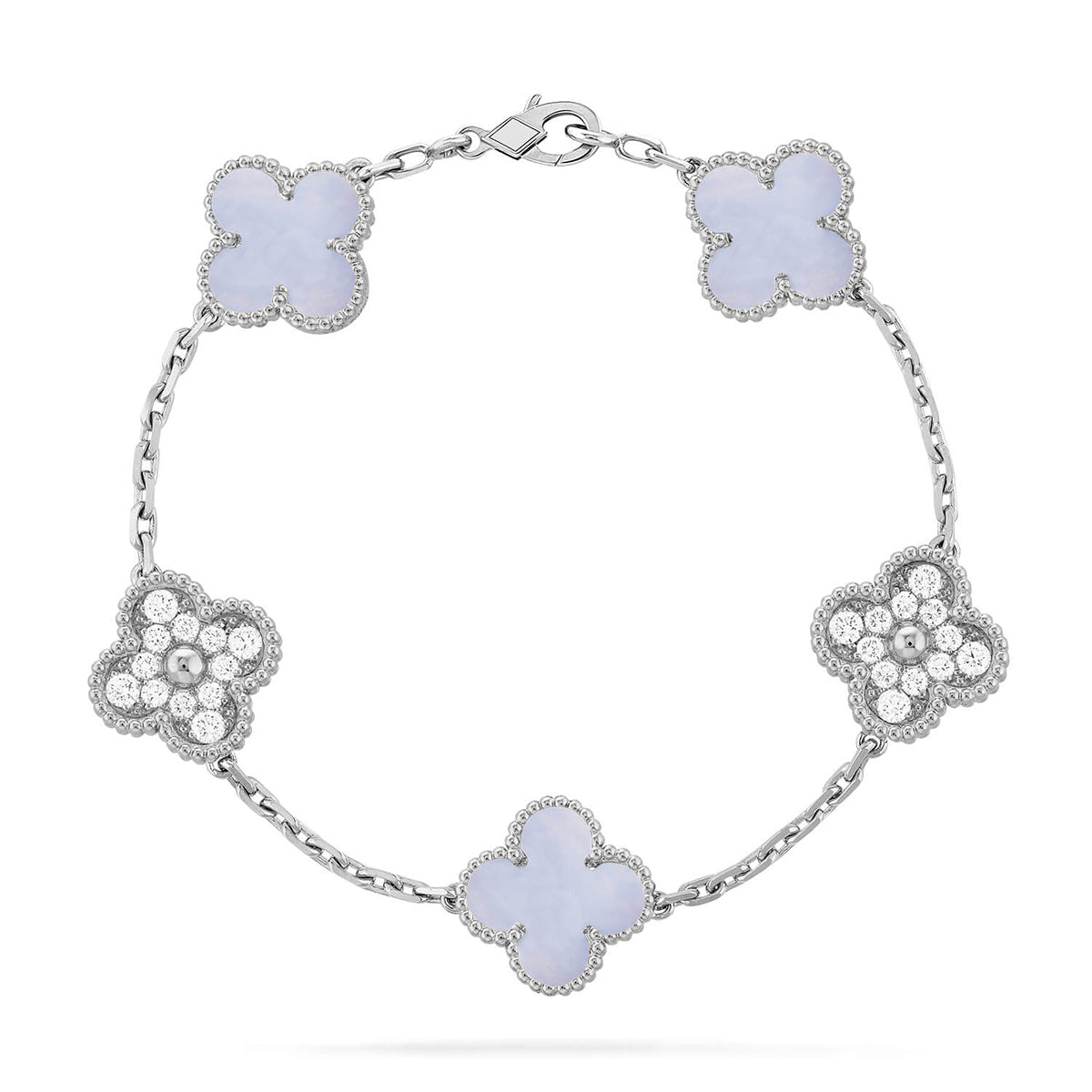 [Moco jewelrys] CLOVER 5 MOTIF PURPLE CHALCEDONY BRACELET COLLECTION