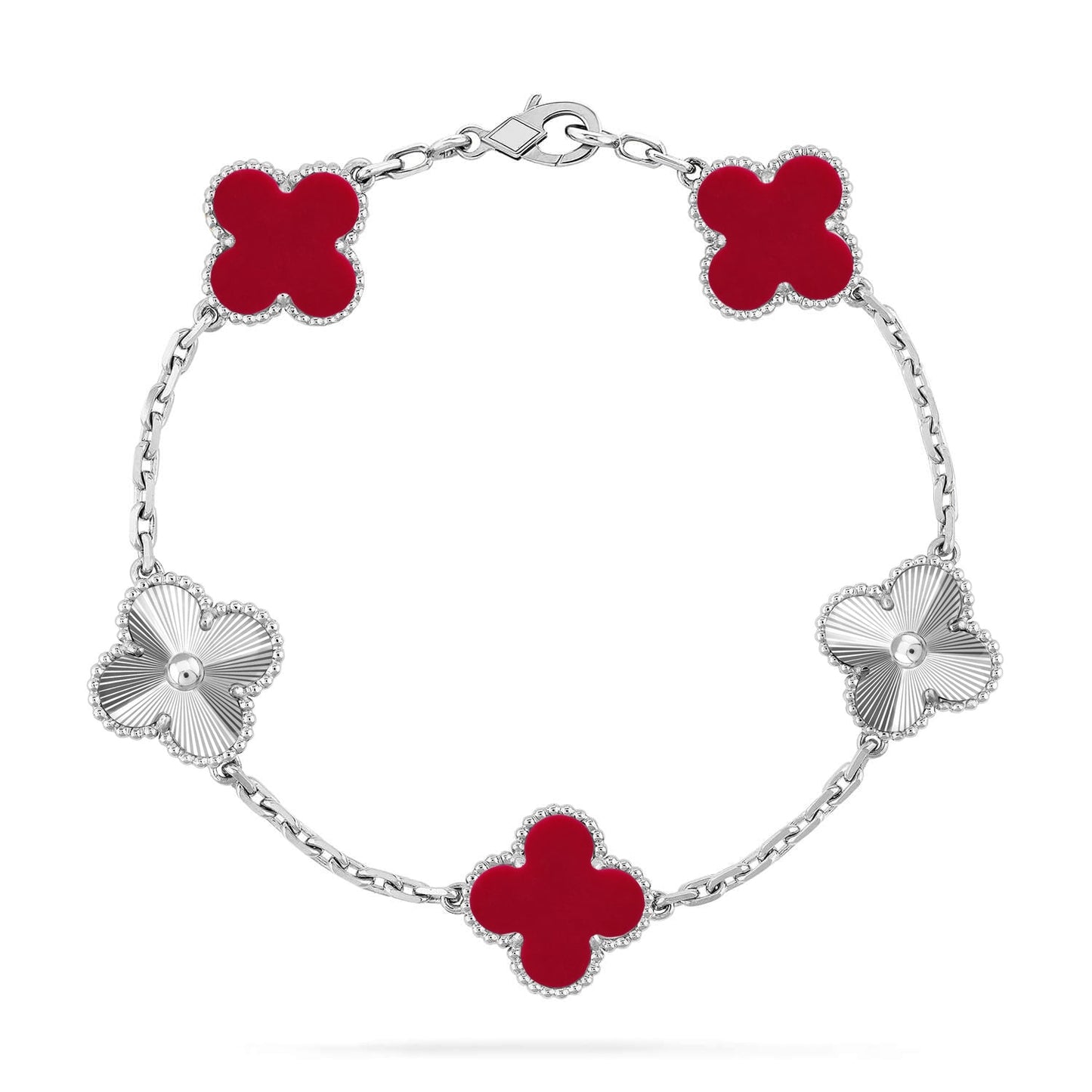 [Moco jewelrys] CLOVER 5 MOTIF RED CORNELIAN BRACELET COLLECTION