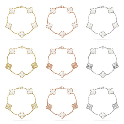 [Moco jewelrys]CLOVER WHITE PEARL MOP 5 MOTIF BRACELET COLLECTION