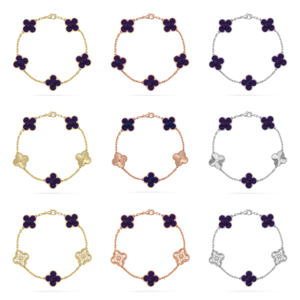 [Moco jewelrys]CLOVER 5 MOTIF PURPLE STRIPES BRACELET COLLECTION