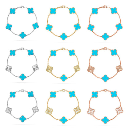 [Moco jewelrys] CLOVER 5 MOTIF TURQUOISE BRACELET COLLECTION