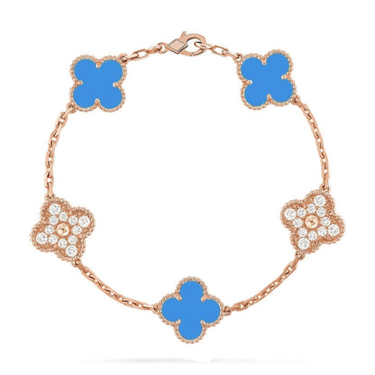 [Moco jewelrys] CLOVER 5 MOTIF BLUE AGATE BRACELET COLLECTION