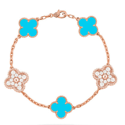 [Moco jewelrys] CLOVER 5 MOTIF TURQUOISE BRACELET COLLECTION