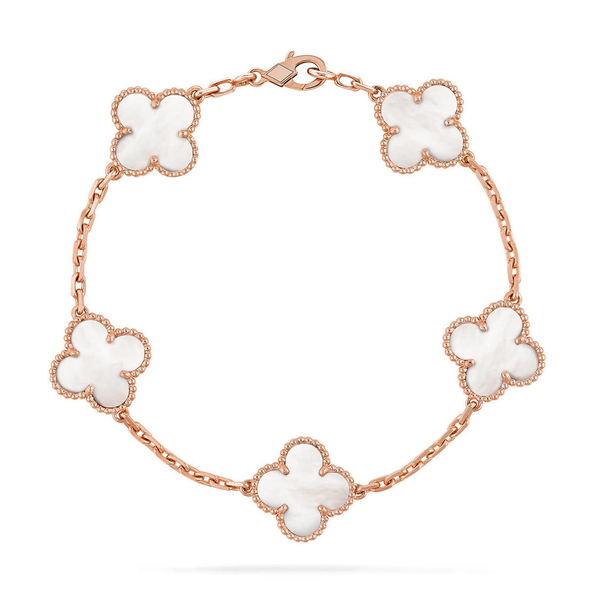 [Moco jewelrys]CLOVER WHITE PEARL MOP 5 MOTIF BRACELET COLLECTION