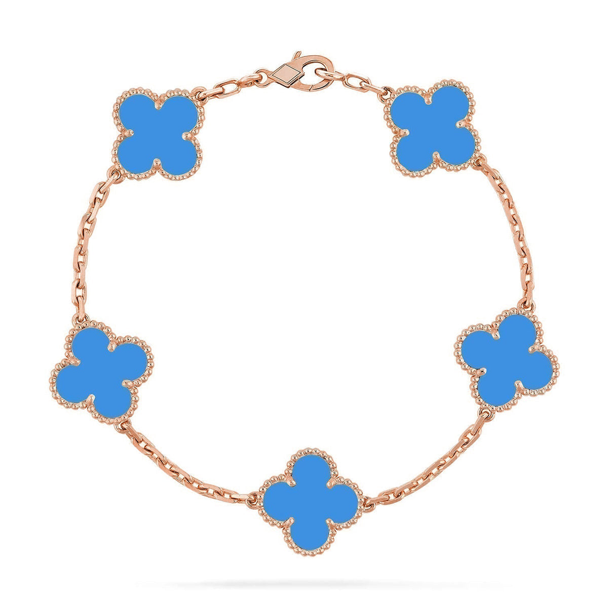 [Moco jewelrys] CLOVER 5 MOTIF BLUE AGATE BRACELET COLLECTION