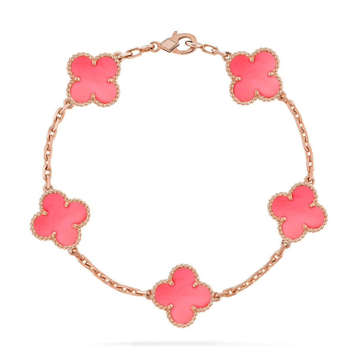 [Moco jewelrys] CLOVER 5 MOTIFS  PINK MOP BRACELET COLLECTION