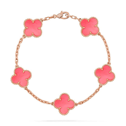 [Moco jewelrys] CLOVER 5 MOTIFS  PINK MOP BRACELET COLLECTION
