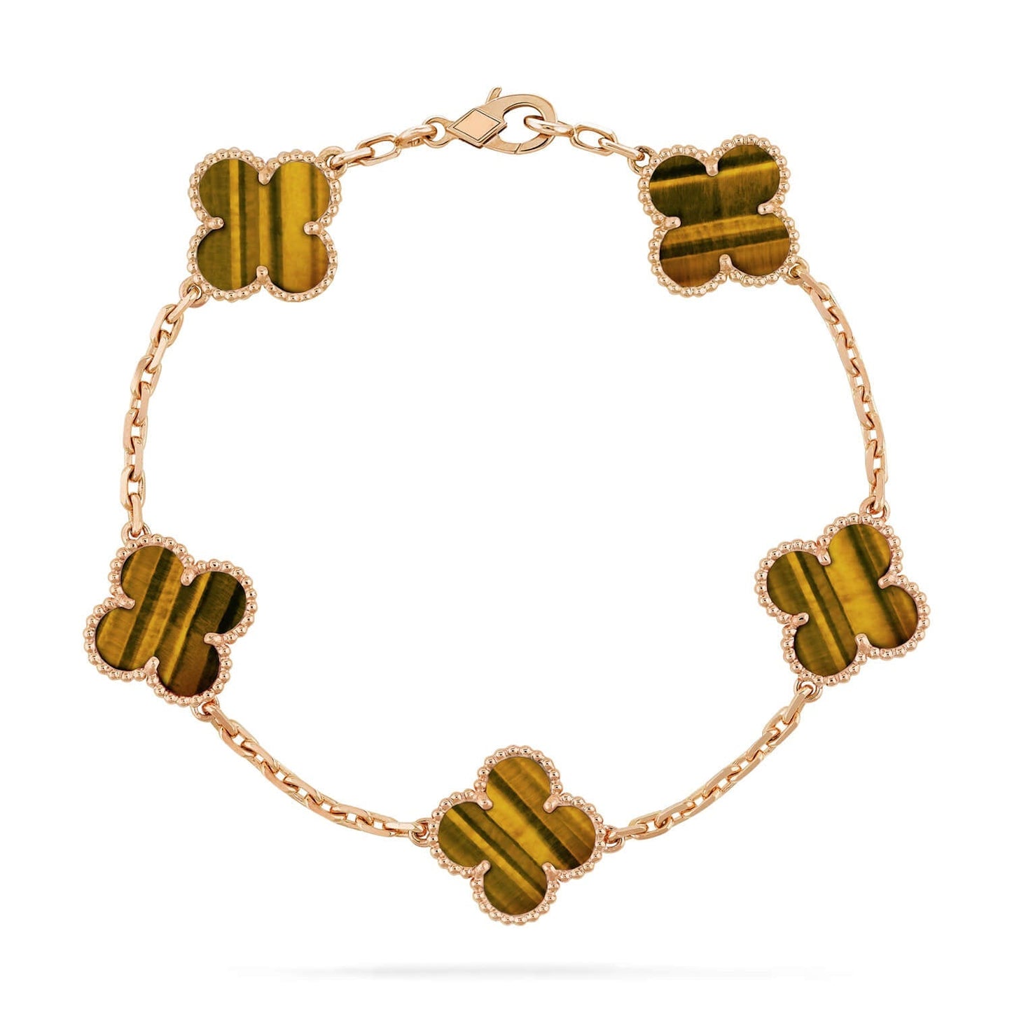 [Moco jewelrys] CLOVER 5 MOTIFS TIGER EYE BRACELET COLLECTION