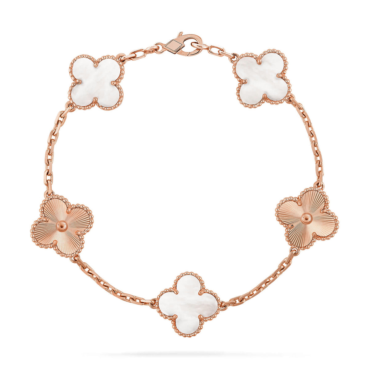 [Moco jewelrys]CLOVER WHITE PEARL MOP 5 MOTIF BRACELET COLLECTION