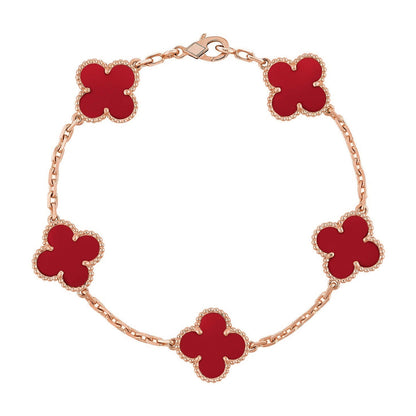 [Moco jewelrys] CLOVER 5 MOTIF RED CORNELIAN BRACELET COLLECTION