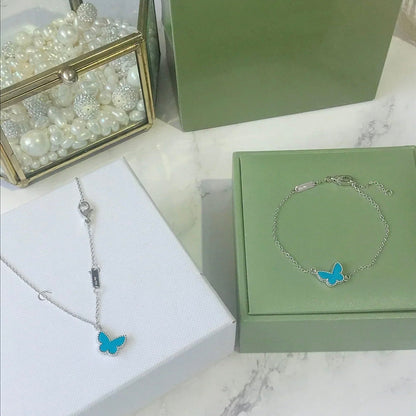 [moco jewelrys]BUTTERFLY TURQUOISE BUTTERFLY BRACELET SILVER