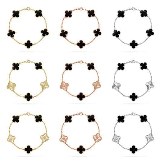 [Moco jewelrys] CLOVER 5 MOTIF ONYXS BRACELET COLLECTION