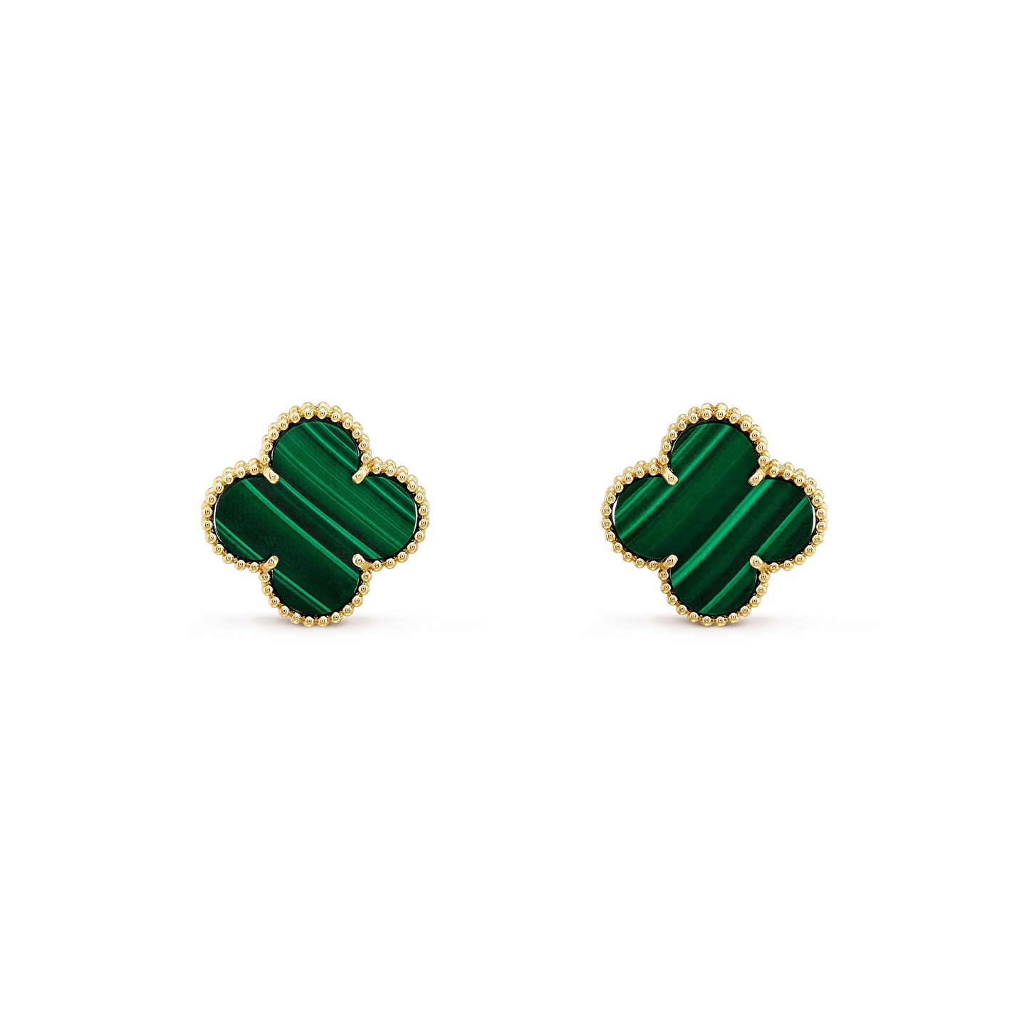 [moco jewelrys]CLOVER MINI 9.5MM MALACHITE  EARRINGS