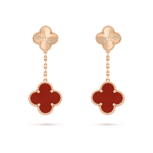 [moco jewelrys]CLOVER 2 MOTIF  LASER CARNELIAN EARRINGS