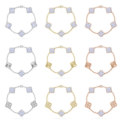 [Moco jewelrys] CLOVER 5 MOTIF PURPLE CHALCEDONY BRACELET COLLECTION