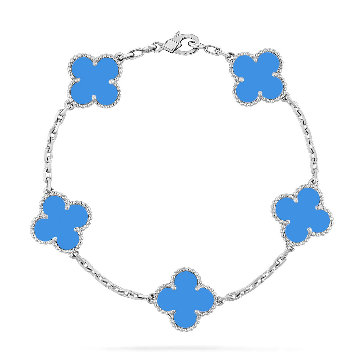[Moco jewelrys] CLOVER 5 MOTIF BLUE AGATE BRACELET COLLECTION