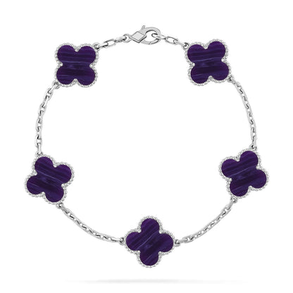 [Moco jewelrys]CLOVER 5 MOTIF PURPLE STRIPES BRACELET COLLECTION