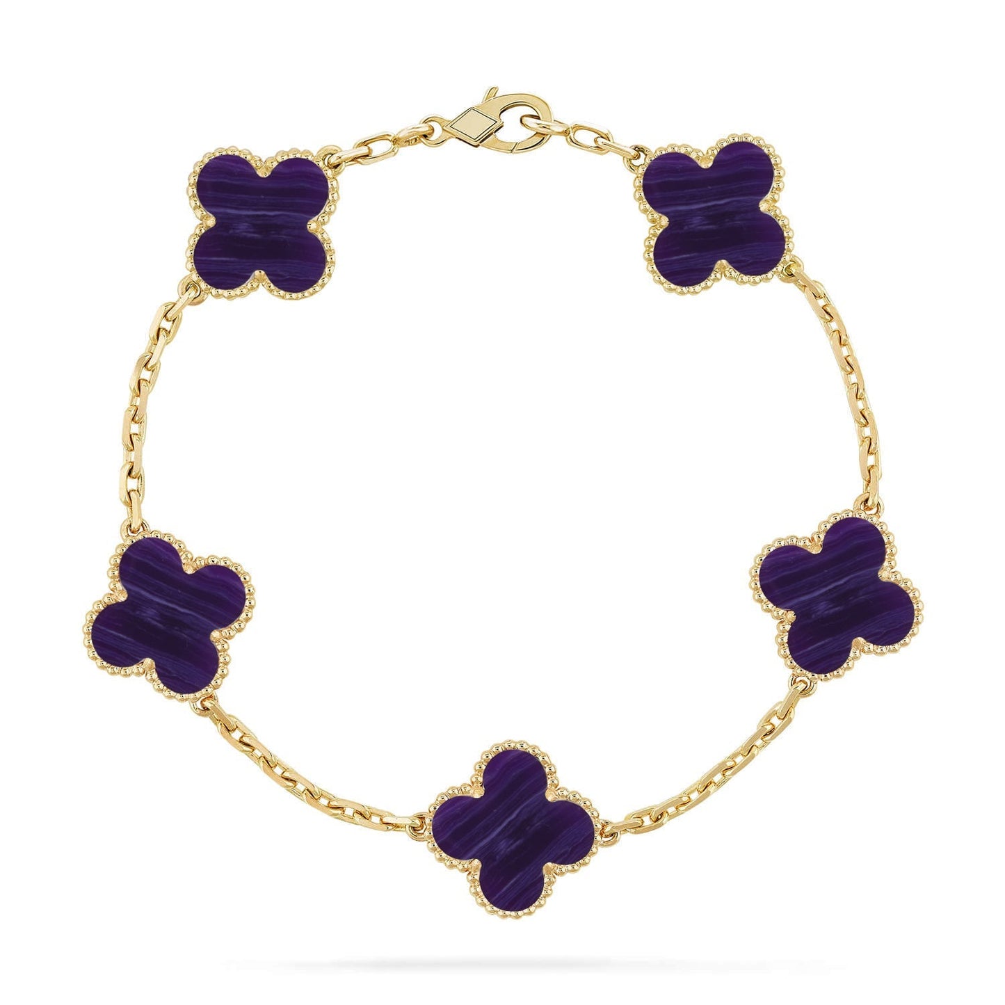[Moco jewelrys]CLOVER 5 MOTIF PURPLE STRIPES BRACELET COLLECTION