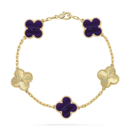 [Moco jewelrys]CLOVER 5 MOTIF PURPLE STRIPES BRACELET COLLECTION
