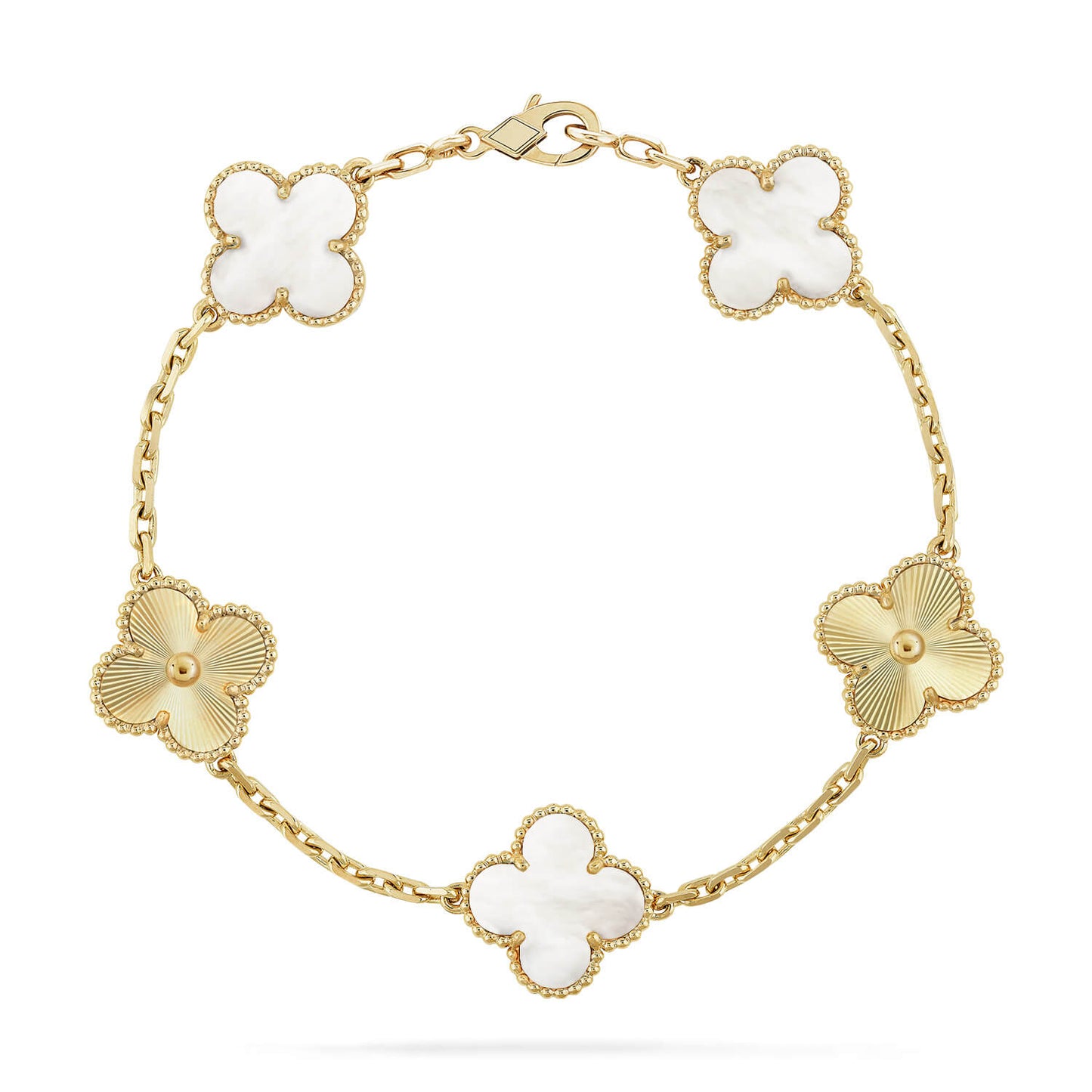 [Moco jewelrys]CLOVER WHITE PEARL MOP 5 MOTIF BRACELET COLLECTION