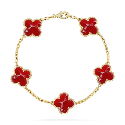 [Moco jewelrys]CLOVER 5 MOTIF RED PATTERN BRACELET COLLECTION
