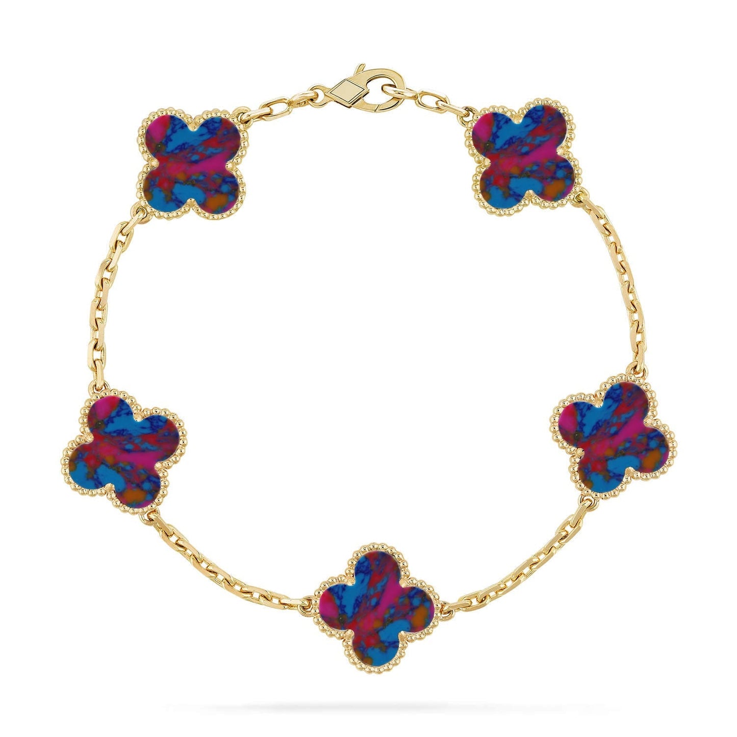 [Moco jewelrys]CLOVER 5 MOTIF COLOR GEMSTONES BRACELET COLLECTION