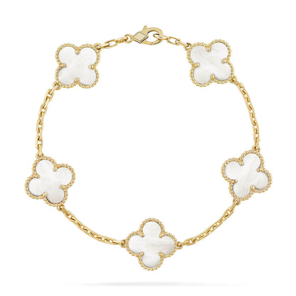 [Moco jewelrys]CLOVER WHITE PEARL MOP 5 MOTIF BRACELET COLLECTION