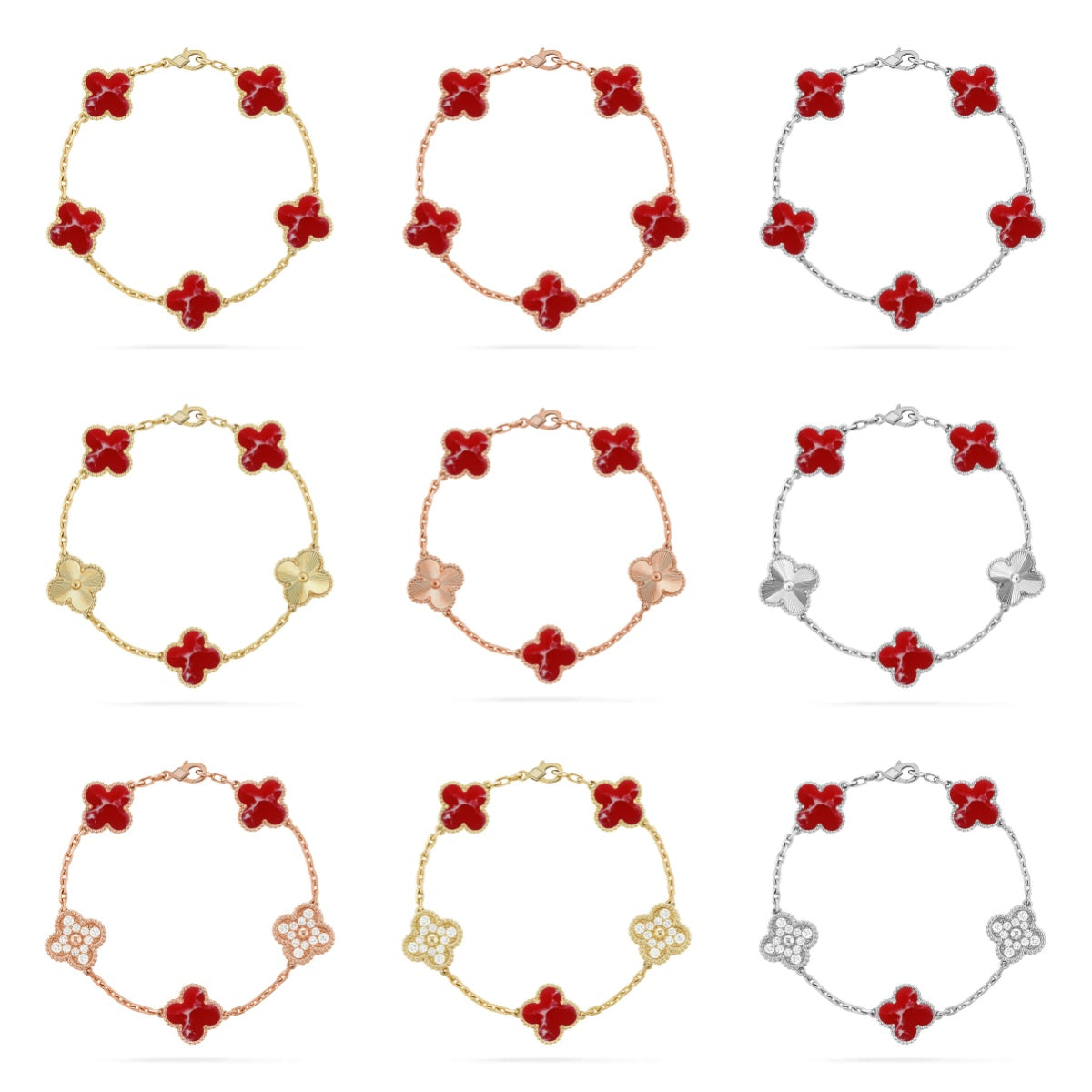 [Moco jewelrys]CLOVER 5 MOTIF RED PATTERN BRACELET COLLECTION