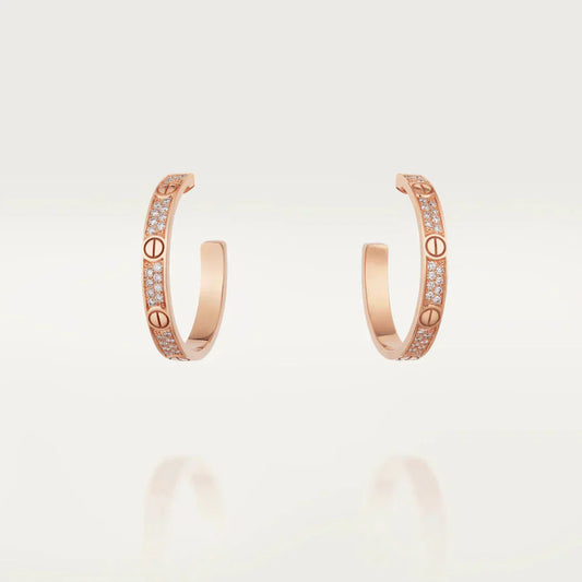 [moco jewelrys]LOVE DIAMOND PINK GOLD HOOP EARRINGS