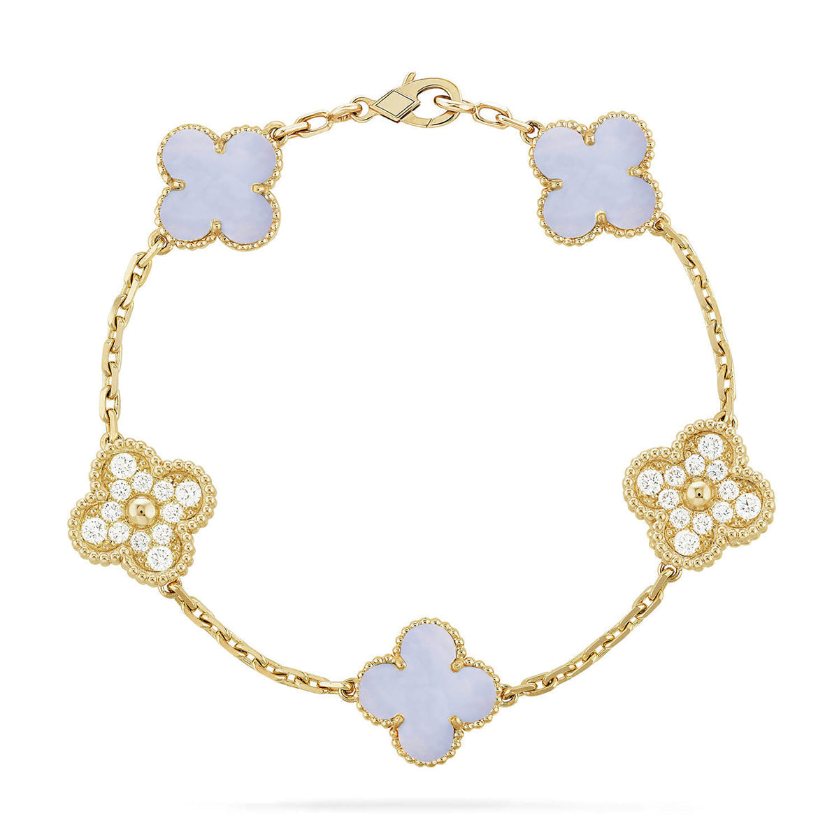 [Moco jewelrys] CLOVER 5 MOTIF PURPLE CHALCEDONY BRACELET COLLECTION