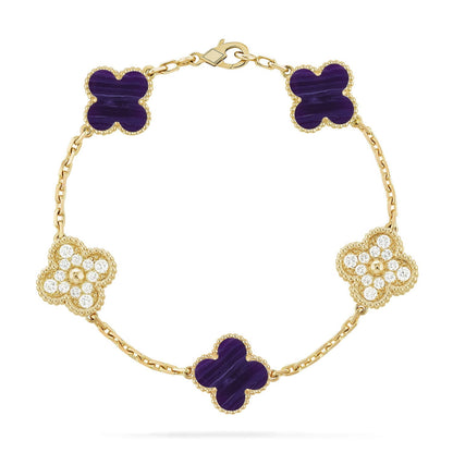 [Moco jewelrys]CLOVER 5 MOTIF PURPLE STRIPES BRACELET COLLECTION