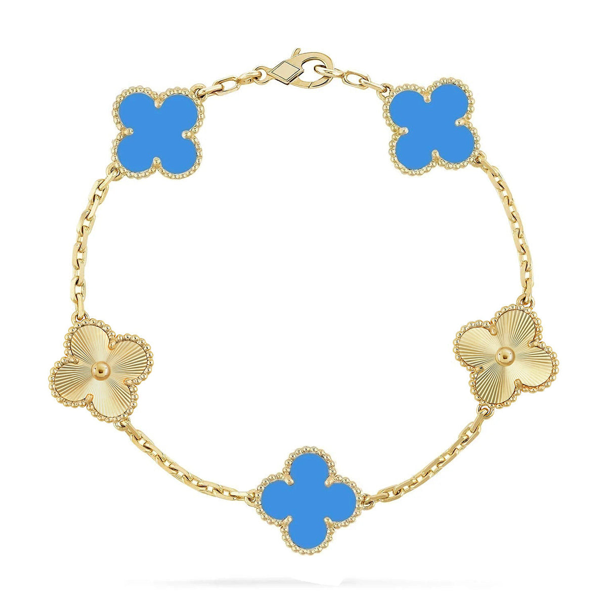 [Moco jewelrys] CLOVER 5 MOTIF BLUE AGATE BRACELET COLLECTION