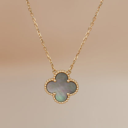 [moco jewelrys]CLOVER 15MM  GRAY MOTHER OF PEARL NECKLACE