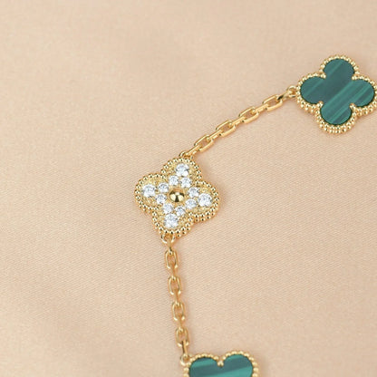 [Moco jewelrys] CLOVER 5 MOTIF MALACHITE BRACELET COLLECTION