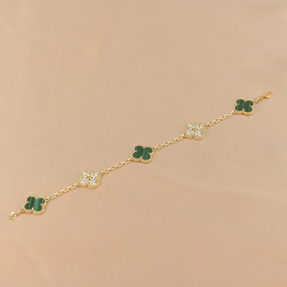[Moco jewelrys] CLOVER 5 MOTIF MALACHITE BRACELET COLLECTION