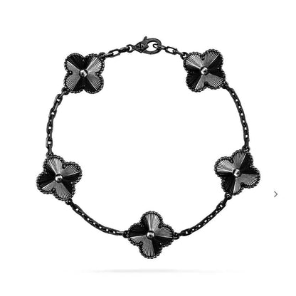 [Moco jewelrys]CLOVER 5 MOTIF BLACK BRACELET