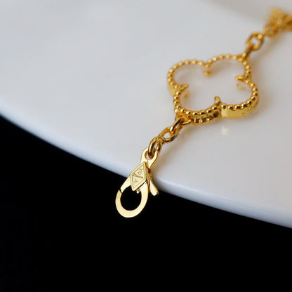 [Moco jewelrys]CLOVER 5 MOTIF ROCK CRYSTAL BRACELET