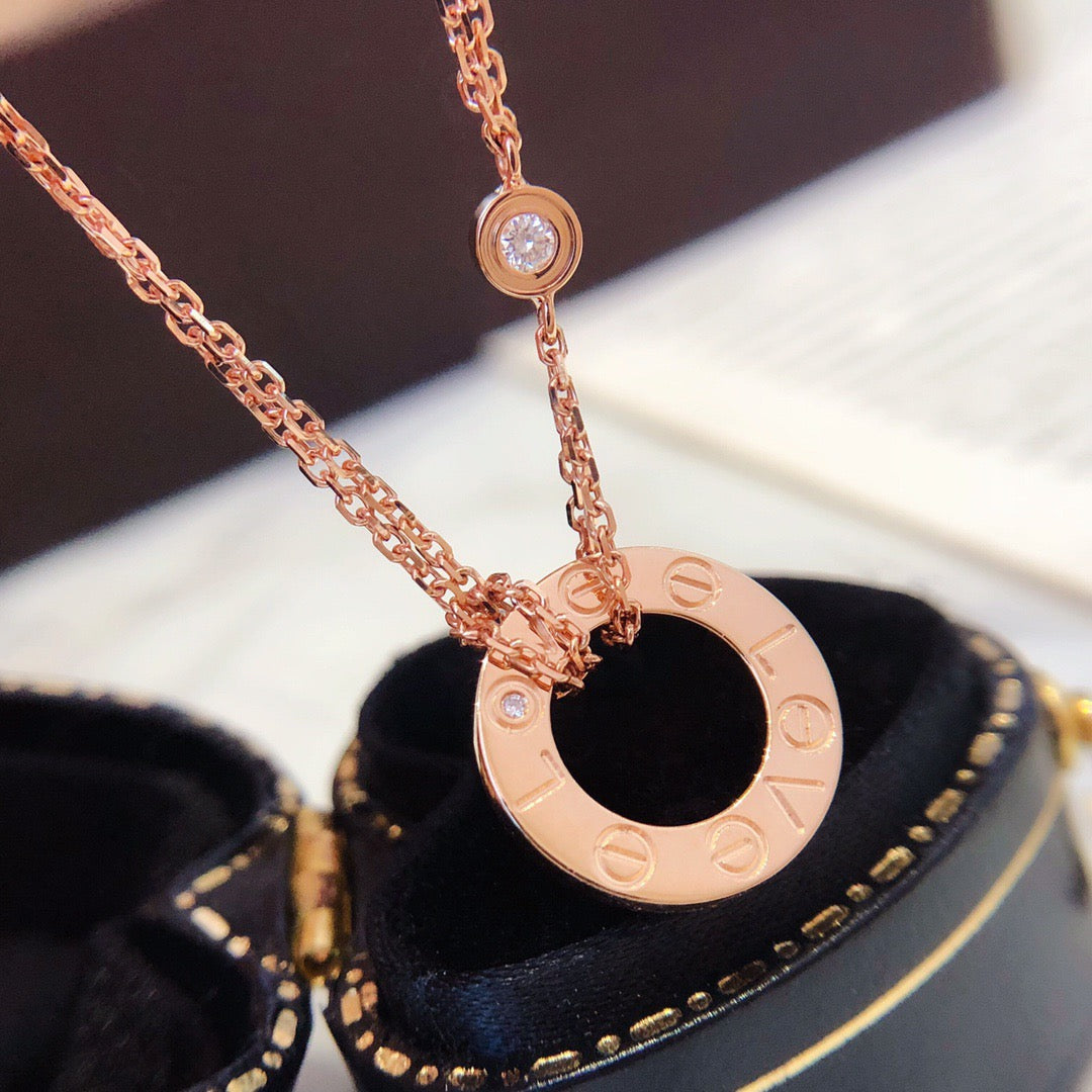[moco jewelrys]LOVE NECKLACE 16MM 2 DIAMONDS
