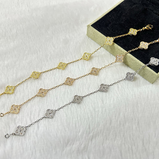 [Moco jewelrys]CLOVER 6 MOTIF DIAMOND BRACELET