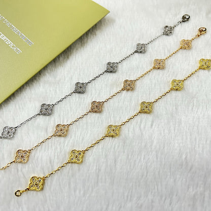 [Moco jewelrys]CLOVER 6 MOTIF DIAMOND BRACELET