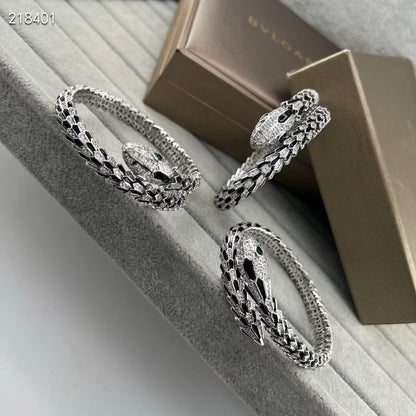 [moco jewelrys】NEW OBSIDIAN & DIAMOND SERPENT BRACELET