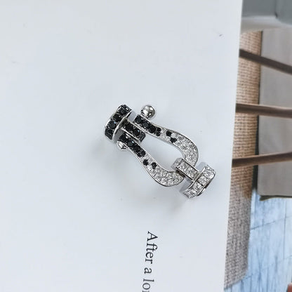 [moco jewelrys]FORCE LARGE HORSESHOE BLACK WHITE DIAMOND BRACELET SILVER