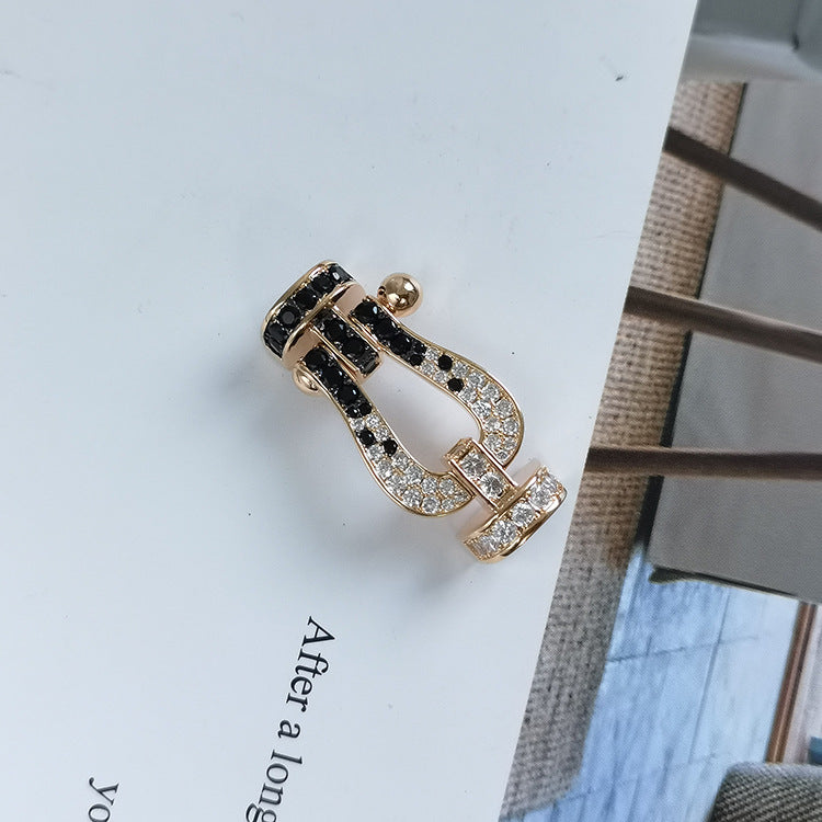 [moco jewelrys]FORCE LARGE HORSESHOE BLACK WHITE DIAMOND BRACELET ROSE GOLD