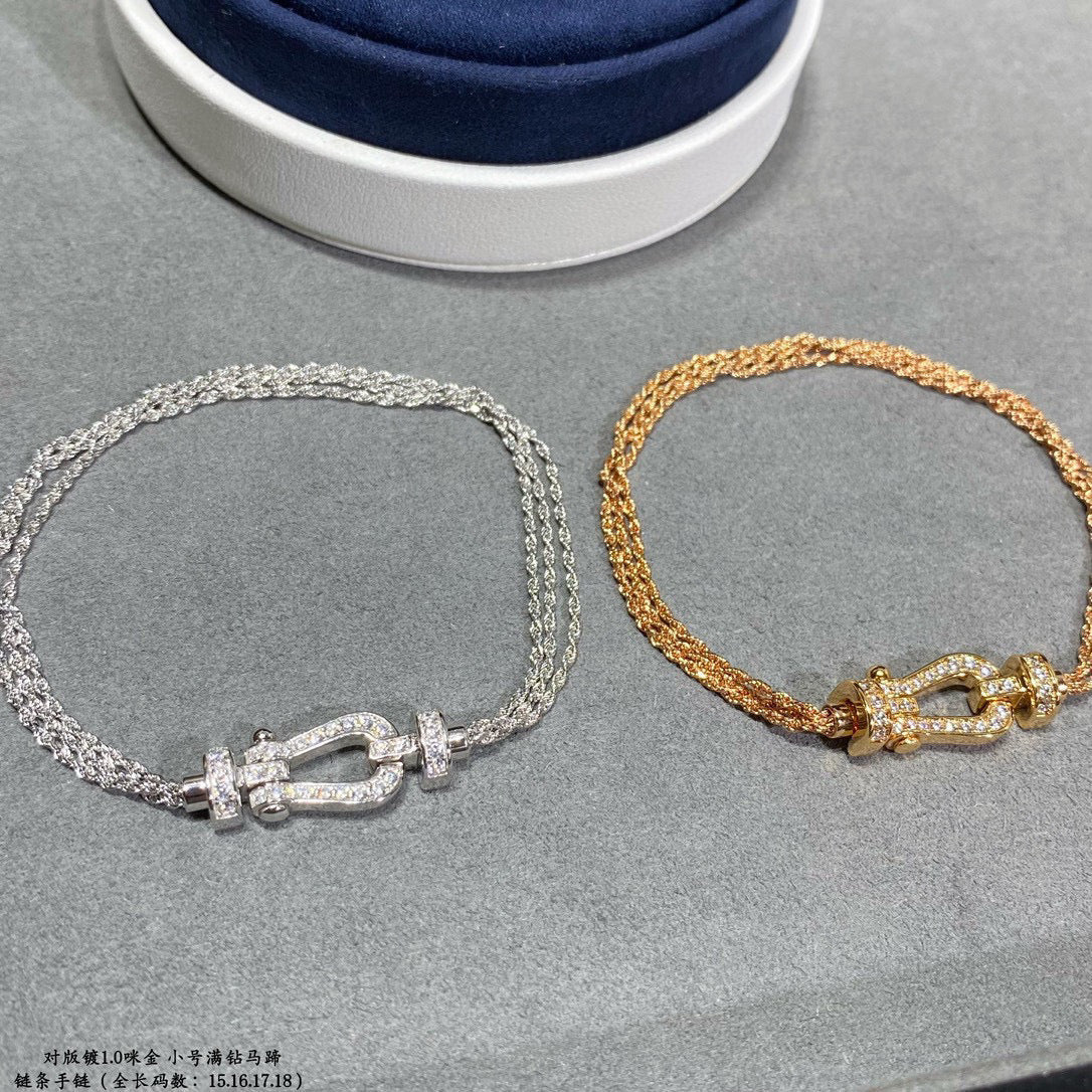 [moco jewelrys]FORCE SMALL HORSESHOE  DIAMOND CHAIN ROPE BRACELET