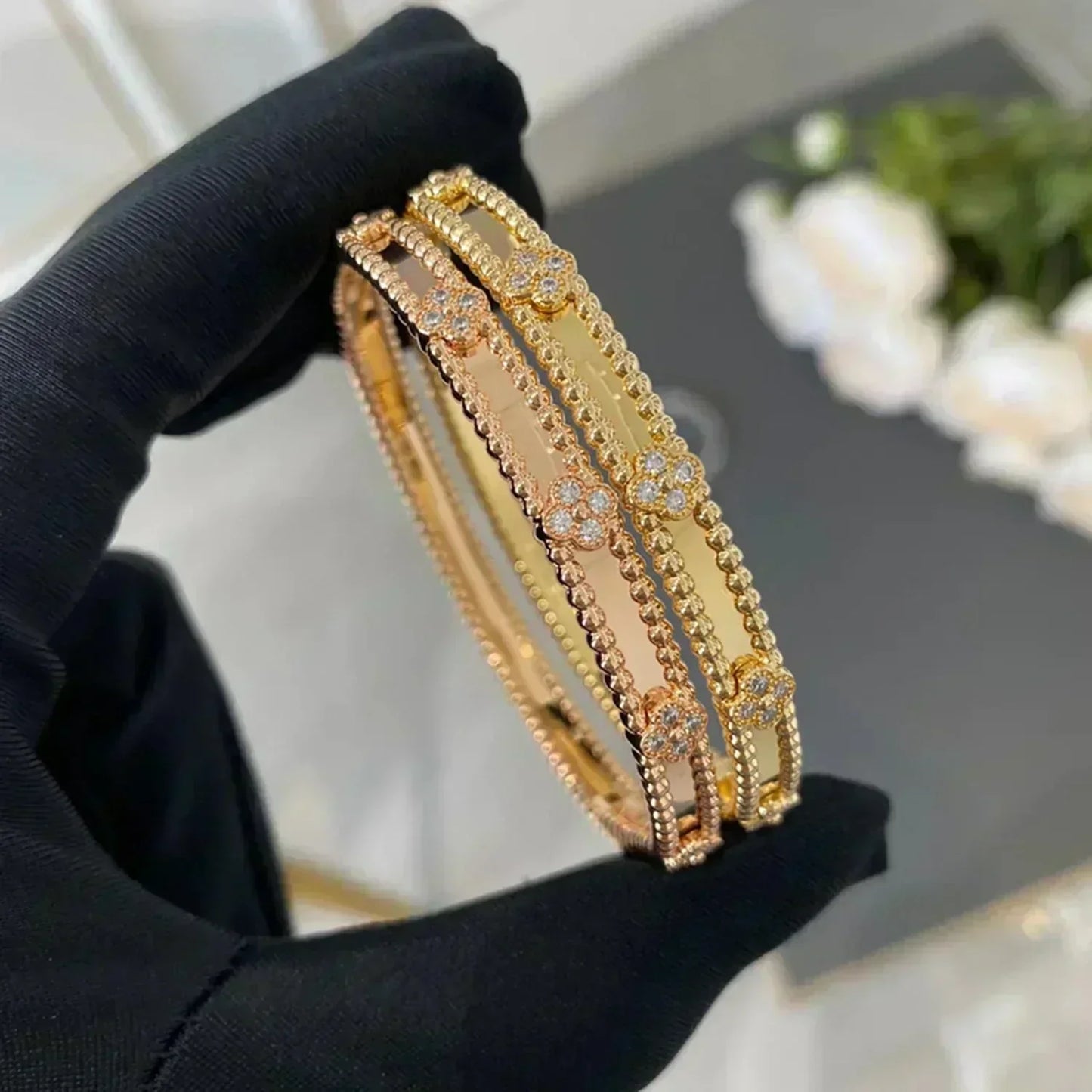 [moco jewelrys]CLOVER BRACELET 4MM DIAMONDS