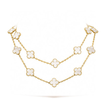 [moco jewelrys]CLOVER 20 MOTIFS WHITE MOP NECKLACE