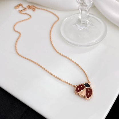 [moco jewelrys]LUCKY  CARNELIANS LADYBUG NECKLACE