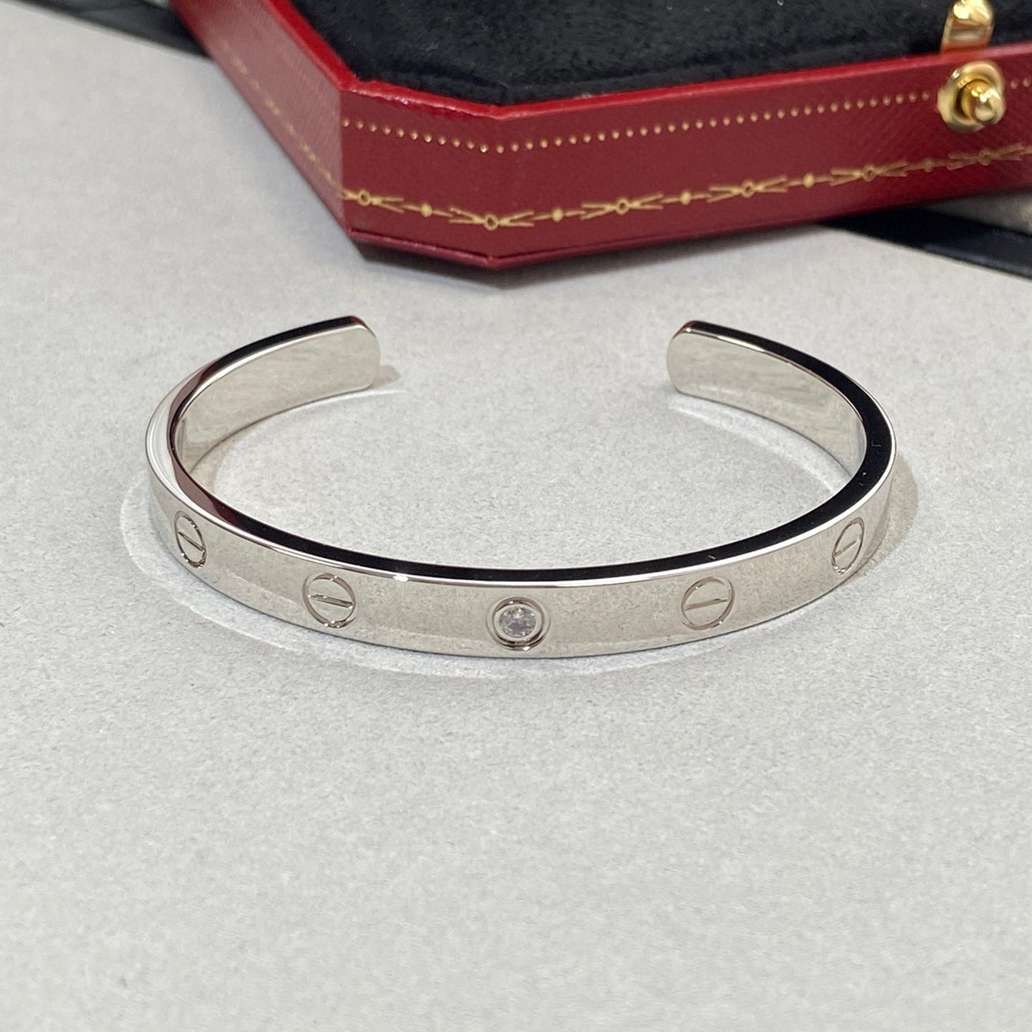 [moco jewelrys]LOVE BRACELET 6.1MM 1 DIAMOND OPEN CUFF