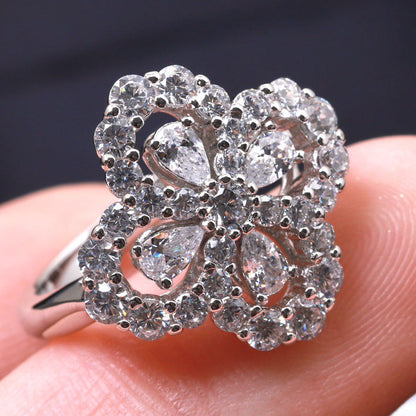 [moco jewelrys]LOOP RING FULL MOTIF DIAMOND 16MM SILVE